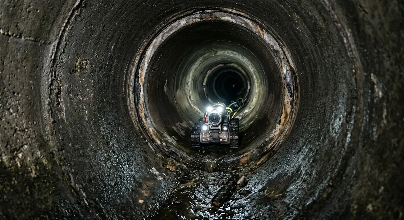 Robotic sewer camera inspecting pipe interior for Sewer Line Cleaning in Magnolia